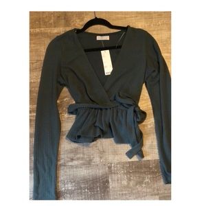 Urban Outfitters Green Peplum Long Sleeve